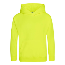Just Hoods Gyerek élénk színű kapucnis pulóver AWJH004J, Electric Yellow-5/6