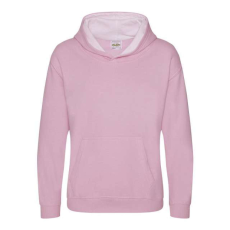 Just Hoods Gyerek kapucnis pulóver kontrasztos színű kapucni béléssel AWJH003J, Baby Pink/Arctic White-7/8