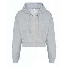 Just Hoods hasig érő cipzáros kapucnis Női pulóver AWJH065, Heather Grey-XS női pulóver, kardigán