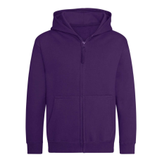 Just Hoods Kapucnis gyerek pulóver, Just Hoods AWJH050J, elején végig cipzárral, Purple-7/8