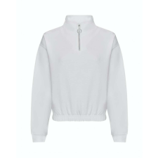 Just Hoods Női 1/4 cipzáras galléros pulóver AWJH037, Arctic White-XL női pulóver, kardigán