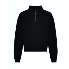 Just Hoods Női 1/4 cipzáras galléros pulóver AWJH037, Deep Black-XS női pulóver, kardigán