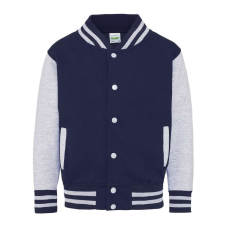 Just Hoods patenttal záródó vastag gyerek pulóver AWJH043J, Oxford Navy/Heather Grey-7/8