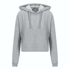 Just Hoods rövid derkú Női kapucnis pulóver AWJH016, Heather Grey-M női pulóver, kardigán