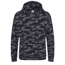 Just Hoods Terpmintás kapucnis gyerek pulóver, Just Hoods AWJH014J, Black Camo-S férfi pulóver, kardigán