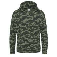 Just Hoods Terpmintás kapucnis gyerek pulóver, Just Hoods AWJH014J, Green Camo-M férfi pulóver, kardigán