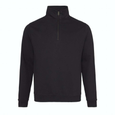 Just Hoods Uniszex 1/4 cipzáras galléros pulóver AWJH046, Jet Black-2XL férfi pulóver, kardigán