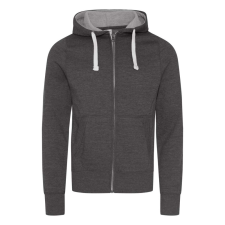 Just Hoods Uniszex cipzáros-kapucnis férfi pulóver AWJH052, Charcoal-2XL férfi pulóver, kardigán