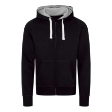 Just Hoods Uniszex cipzáros-kapucnis férfi pulóver AWJH052, Jet Black-M