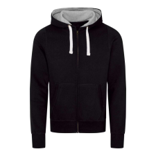 Just Hoods Uniszex cipzáros-kapucnis férfi pulóver AWJH052, Jet Black-XL férfi pulóver, kardigán