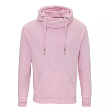 Just Hoods Uniszex kapucnis pulóver Just Hoods AWJH021 Cross neck Hoodie -S, Baby Pink