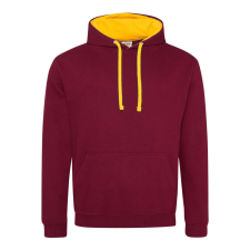 Just Hoods Uniszex kapucnis pulóver kontrasztos színű kapucni béléssel AWJH003, Burgundy/Gold-XL férfi pulóver, kardigán