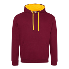 Just Hoods Uniszex kapucnis pulóver kontrasztos színű kapucni béléssel AWJH003, Burgundy/Gold-XS férfi pulóver, kardigán