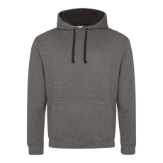 Just Hoods Uniszex kapucnis pulóver kontrasztos színű kapucni béléssel AWJH003, Charcoal Grey/Jet Black-M