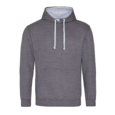 Just Hoods Uniszex kapucnis pulóver kontrasztos színű kapucni béléssel AWJH003, Charcoal/Heather Grey-S