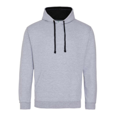 Just Hoods Uniszex kapucnis pulóver kontrasztos színű kapucni béléssel AWJH003, Heather Grey/Jet Black-S