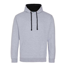 Just Hoods Uniszex kapucnis pulóver kontrasztos színű kapucni béléssel AWJH003, Heather Grey/Jet Black-XL