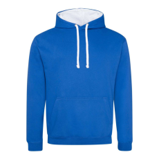 Just Hoods Uniszex kapucnis pulóver kontrasztos színű kapucni béléssel AWJH003, Royal Blue/Arctic White-L