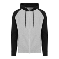 Just Hoods Uniszex kétszínű kapucnis cipzáros pulóver AWJH063, Heather Grey/Jet Black-XL férfi pulóver, kardigán