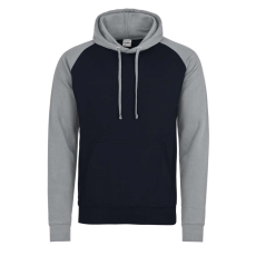 Just Hoods Uniszex raglános kétszínű kapucnis pulóver AWJH009, Oxford Navy/Heather Grey-M