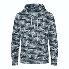 Just Hoods Uniszex terpmintás kapucnis pulóver AWJH014, Grey Camo-XS férfi pulóver, kardigán