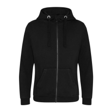 Just Hoods Uniszex vastag cipzáros kapucnis pulóver osztott kenguruzsebbel AWJH150, Jet Black-2XL