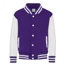 Just Hoods Vastag gyerek pulóver, Just Hoods AWJH043J, patenttal záródó, Purple/Arctic White-12/13 gyerek pulóver, kardigán