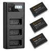 K&F Concept hordozható tripla USB-C akkumulátor LC-E17 töltő, LCD + 3db LP-E17 akkumulátor 1250mAh (KF-28-0052)