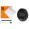 K&F Concept objektívvédő sapka zsinórral + törlőkendő (72mm)