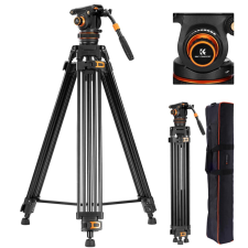 K&F Concept Tripod/ Kamera Állvány + Videó Fluid Fej - VA3+BV20 (191cm) fotó állvány