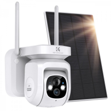 K&amp;FConcept K&amp;F Concept PIR Ember-érzékelő AI Biztonsági-Kamera - 1080p IP66 Napelemes 2.4GHz 9600mAh Security Camera (Fehér) megfigyelő kamera