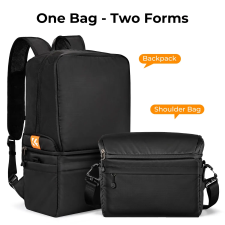 K-F CONCEPT Collapsible Backpack 22L fotós hátizsák oldaltáskáva csukható fekete fotós táska, koffer