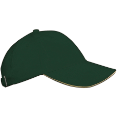 K-UP 6 paneles gyerek baseball sapka, KP042, fém csatos, Forest Green/Beige