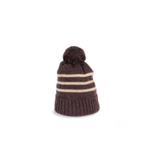 K-UP Csíkos kötött sapka, KP556, Dark Rosewood Heather/Light Sand Heather munkaruha