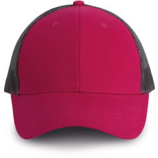 K-UP hálós baseball sapka hat paneles, poliészter KP158, Fuchsia/Dark Grey munkaruha