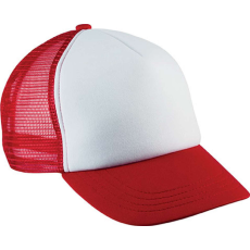 K-UP KP143 gyerek, hálós baseball sapka 5 paneles K-UP, White/Red-U