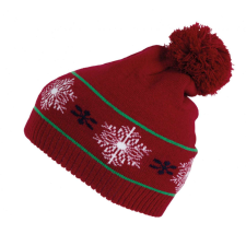 K-UP Mintás bojtos sapka, KP558, Cherry Red munkaruha