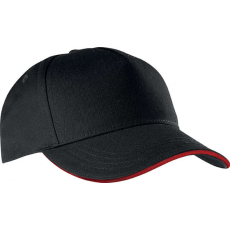 K-UP Uniszex sapka K-UP KP130 Sandwich peak Cap - 5 panels -Egy méret, Black/White