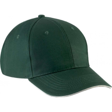 K-UP Uniszex sapka K-UP KP153 Sandwich peak Cap - 6 panels -Egy méret, Forest Green/Beige