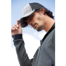 K-UP Uniszex sapka K-UP KP171 Trucker Cap - 5 panels -Egy méret, White&Black Heather/Black