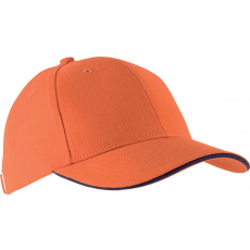 K-UP Uniszex sapka Kariban KP011 Orlando - Oekotex Certified 6 panel Cap -Egy méret, Orange/Navy
