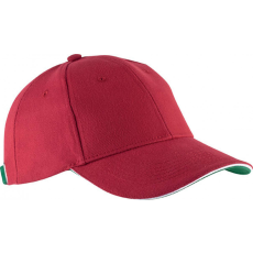 K-UP Uniszex sapka Kariban KP011 Orlando - Oekotex Certified 6 panel Cap -Egy méret, Red/White