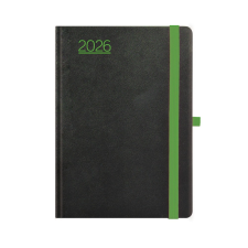 Kalendart Naptár Kft. TopTimer Határidőnapló 2026, N021 A5 (Napi beoszt.) FEKETE-ZÖLD határidőnapló