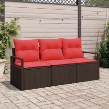  Kanapé Szett 3 pcs Barna polirattan bútor