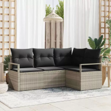  Kanapé Szett 4 pcs Világosszürke polirattan kerti bútor
