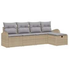  Kanapé Szett párnával 5 pcs Beige és Világosszürke polirattan bútor