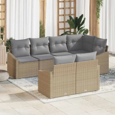  Kanapé Szett párnával 7 pcs Bézs polirattan kerti bútor