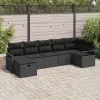  Kanapé Szett párnával tárolóval 7 pcs Fekete polirattan