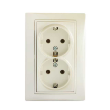 KANLUX 24976 DOMO 01-1270-130 Schuko földelt dupla dugalj komplett 16A - 250V~ villanyszerelés