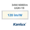 KANLUX LED panel (1200 x 300mm) 34W/4080Lm - természetes fehér 90° (Blingo - Backlite panel), UGR